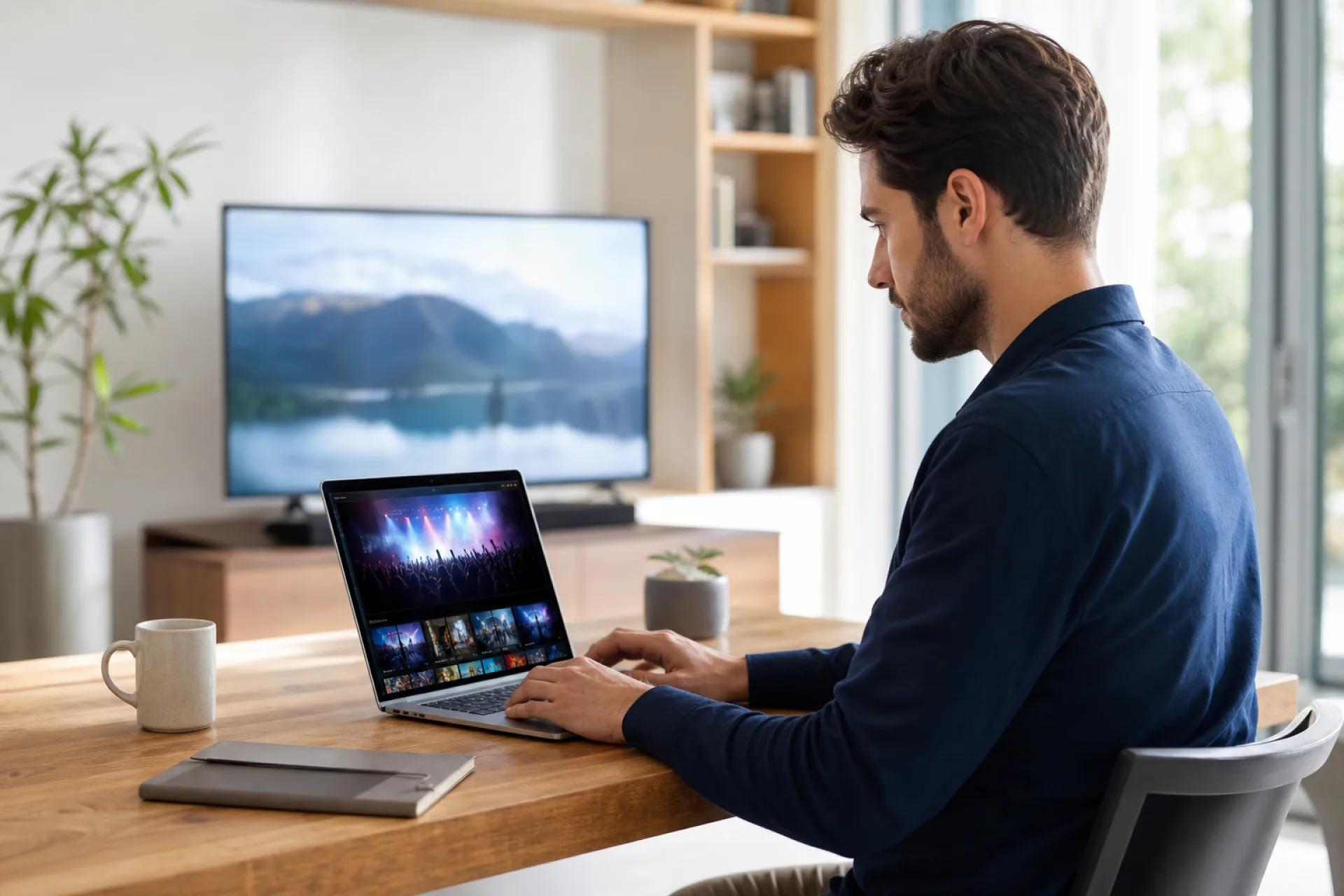 Pessoa consultando guia sobre IPTV em notebook